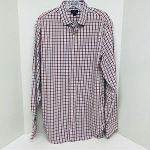 J. Crew Flex Wrinkle Free Shirt Size XL 17-17 1/2 Slim Fit Burgundy Blue White